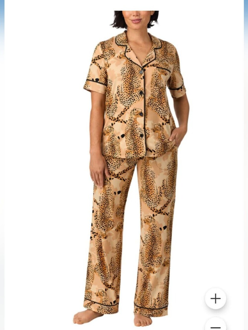 Room Service Ladies Leopard Print Satin Pajama Set